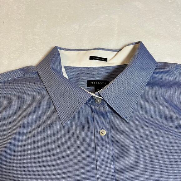 Talbots Women's Blue Wrinkle Resistant Button Front Long Sleeve Shirt Size 16 - Picture 3 of 7